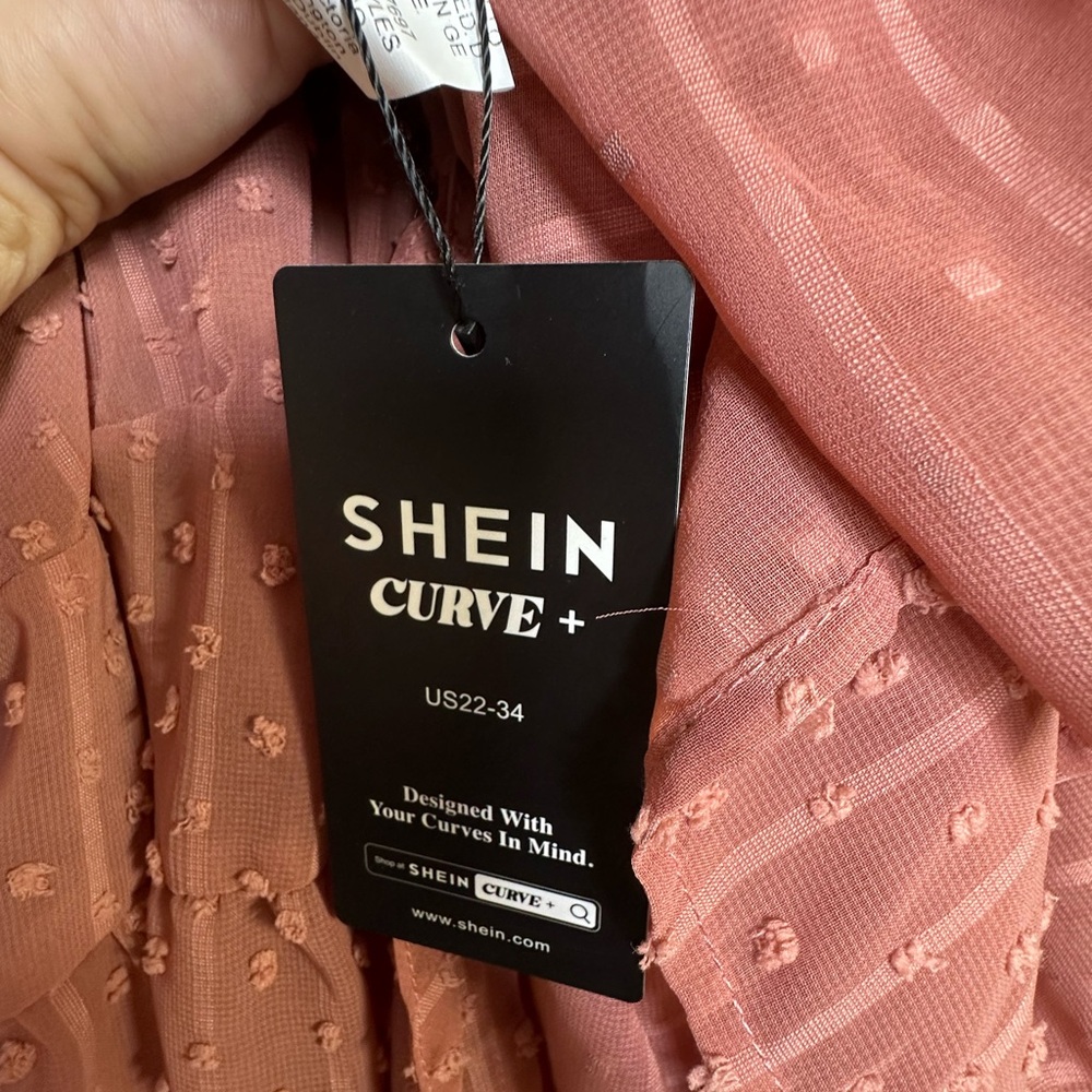SHEIN pink tied Swiss dot short sleeve kimono size 7x new with‎ tags - Picture 5 of 6